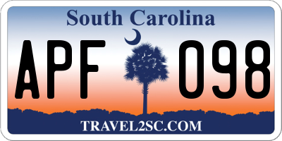 SC license plate APF098