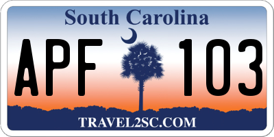 SC license plate APF103