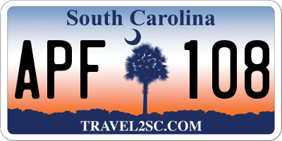 SC license plate APF108