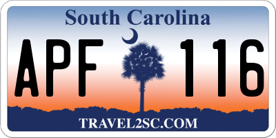 SC license plate APF116
