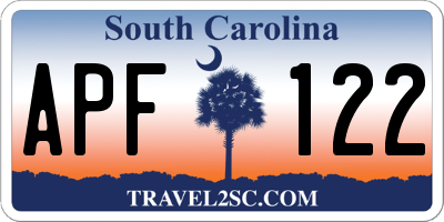 SC license plate APF122