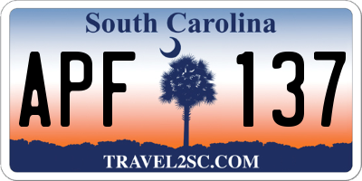 SC license plate APF137