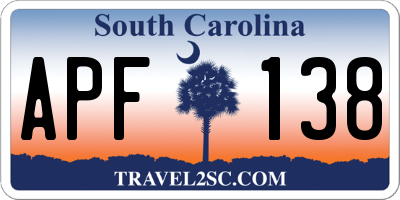 SC license plate APF138