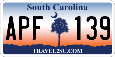 SC license plate APF139