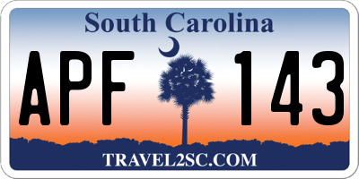 SC license plate APF143