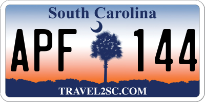 SC license plate APF144