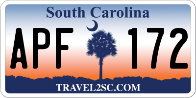 SC license plate APF172