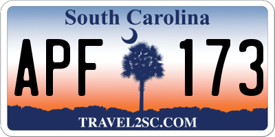 SC license plate APF173