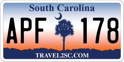 SC license plate APF178