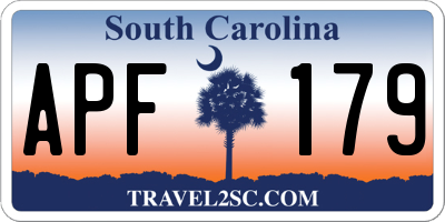 SC license plate APF179