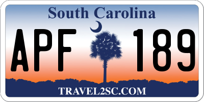 SC license plate APF189