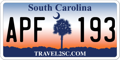 SC license plate APF193