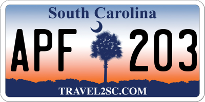 SC license plate APF203