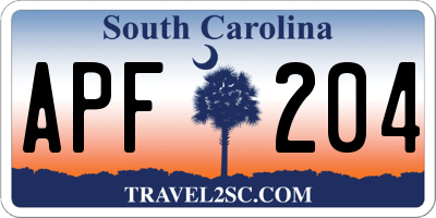 SC license plate APF204