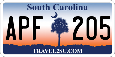 SC license plate APF205