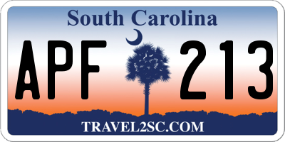 SC license plate APF213