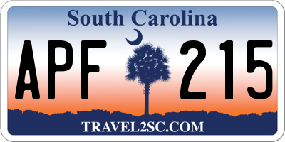 SC license plate APF215