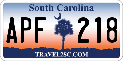 SC license plate APF218