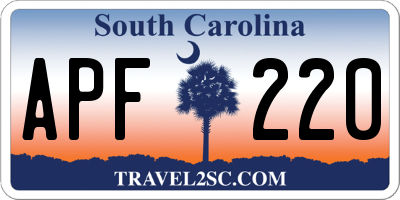 SC license plate APF220