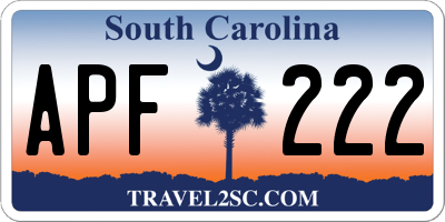 SC license plate APF222