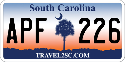 SC license plate APF226
