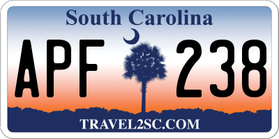SC license plate APF238