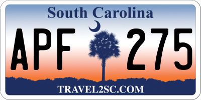 SC license plate APF275