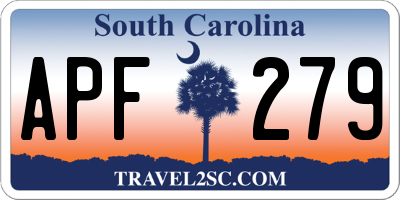 SC license plate APF279