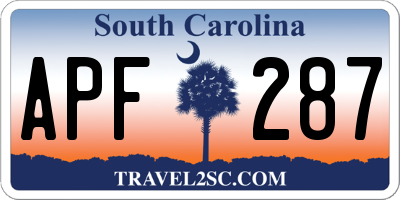 SC license plate APF287
