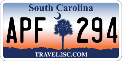 SC license plate APF294