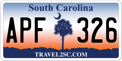 SC license plate APF326