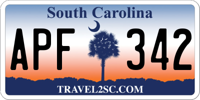 SC license plate APF342