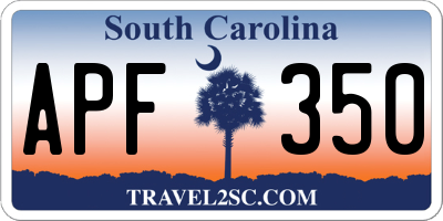 SC license plate APF350