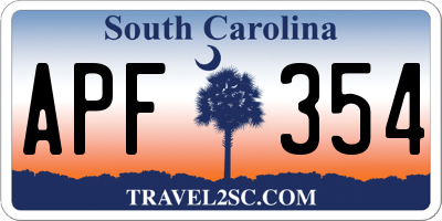 SC license plate APF354