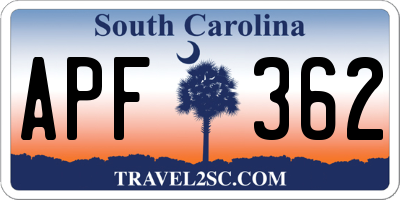 SC license plate APF362