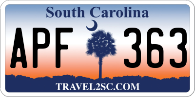 SC license plate APF363