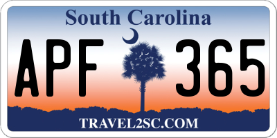 SC license plate APF365