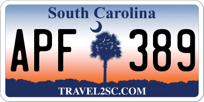SC license plate APF389