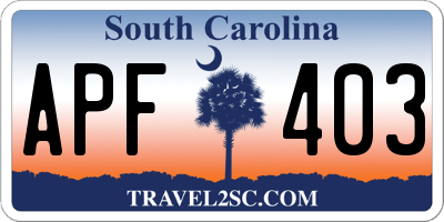 SC license plate APF403