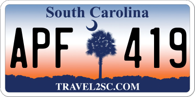 SC license plate APF419