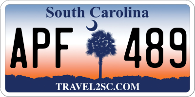 SC license plate APF489