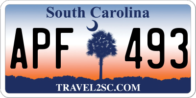 SC license plate APF493