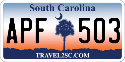 SC license plate APF503