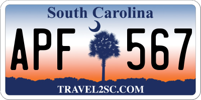 SC license plate APF567
