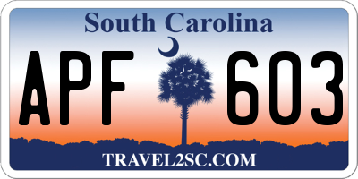 SC license plate APF603