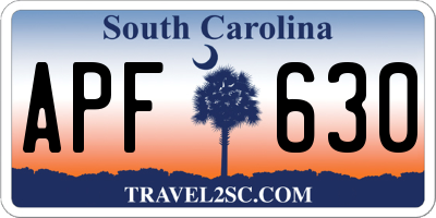 SC license plate APF630