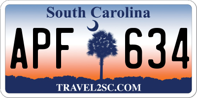 SC license plate APF634