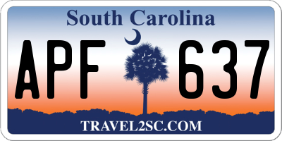 SC license plate APF637