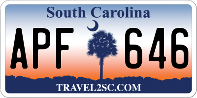 SC license plate APF646
