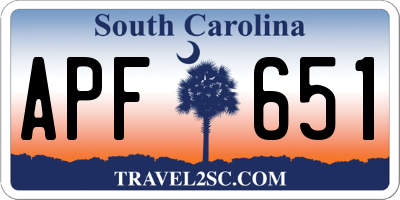 SC license plate APF651